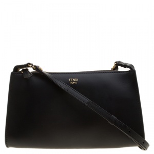 Pre Owned Fendi Black Leather Pochette Crossbody Bag