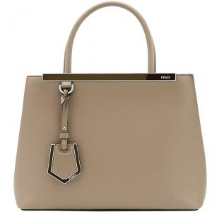 Pre Owned Fendi Dove-Grey Leather Petite 2Jours Tote