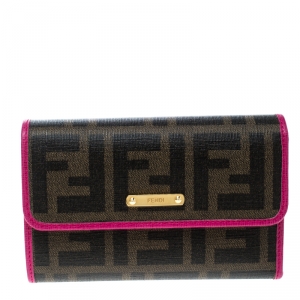 Pre Owned Fendi Brown Zucca Coated Canvas Wallet