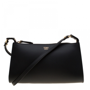 Pre Owned Fendi Black Leather Pochette Crossbody Bag