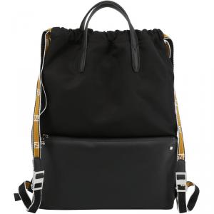 Pre Owned Fendi Black Nylon and Leather Vocabulary Tote Backpack 
