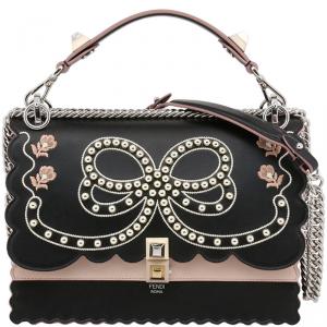 Pre Owned Fendi Black/Pink Leather Kan I Shoulder Bag