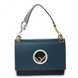 Pre Owned Fendi Tri Color Leather Kan I F Logo Shoulder Bag