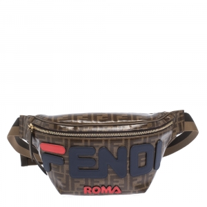 Fendi Brown Zucca Coated Canvas Spalmati Mania Belt Bag