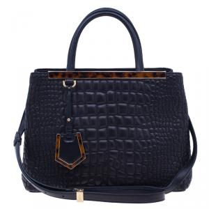 Pre Owned Fendi Croc Embossed Leather 2Jours Mini Tote