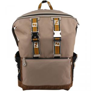 Pre Owned Fendi Brown Nylon and Leather Backpack