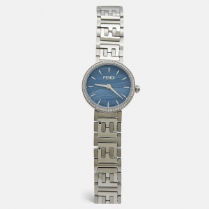 Fendi Blue Stainless Steel Diamond Forever Fendi F103111101 Women's Wristwatch 19 mm