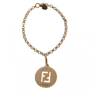 مملوكة مسبقًا Fendi FF I.D Charm Rose Gold Tone Link Bracelet