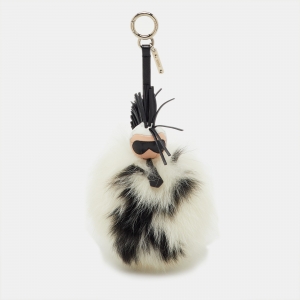 Pre Owned Fendi Multicolor Fur and Leather Karlito Bag Charm