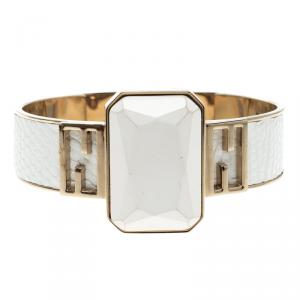 Pre Owned Fendi Crystal Hinge White Bracelet
