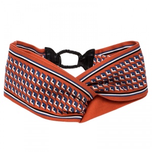 Fendi Orange Bags Bug Eye Printed Cotton Twist Front Leather Trim Headband