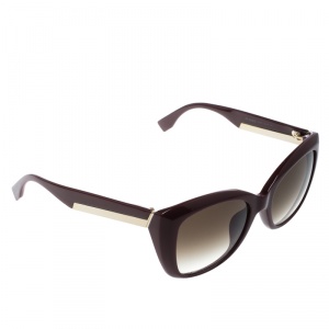 Pre Owned Fendi Burgundy/Brown Gradient FF0019/S Cat Eye Sunglasses