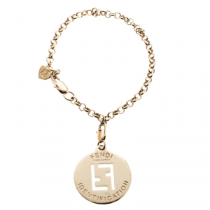 مملوكة مسبقًا Fendi FF Identification Charm Gold Tone Link Bracelet