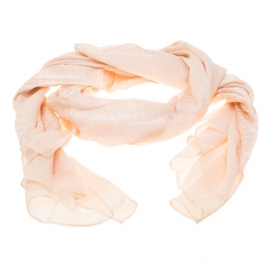 Pre Owned Fendi Blush Pink Cursive Logo Pattern Silk Jacquard Scarf