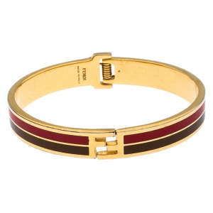 Pre Owned Fendi Gold Tone Bicolor Enamel Fendista Bracelet