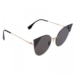 Pre Owned Fendi Rose Gold Tone /Brown FF0191/S Cat Eye Sunglasses