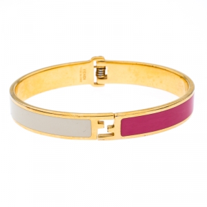 Pre Owned Fendi The Fendista Bicolor Enamel Gold Tone Bracelet M