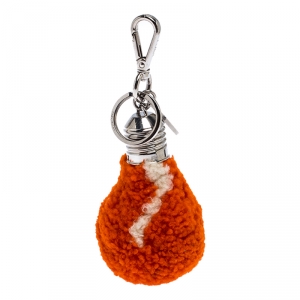 Pre Owned Fendi Orange/White Shearling Light Bulb Bag Charm