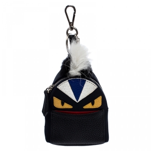 Pre Owned Fendi Multicolor Leather,Satin and Fur Monster Eye Bag Charm