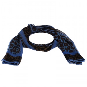 Pre Owned Fendi Bicolor Animal Print Sheer Silk Scarf