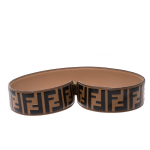 Pre Owned Fendi Brown/Black Zucca Leather Strap You Bag Strap