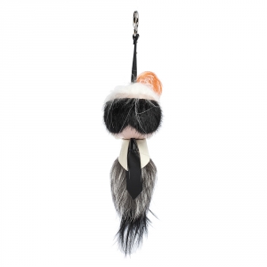 Pre Owned Fendi Multicolor Fur and Leather Karlito Bag Charm