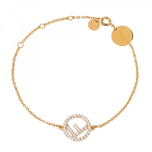 Fendi F is Fendi Crystal Gold Tone Bracelet