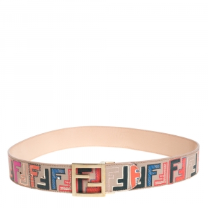 مملوكة مسبقًا Fendi Multicolor Zucca Coated Canvas FF Logo Belt 90CM