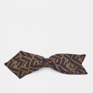 Fendi Brown Zucca Monogram Bow Hair Clip