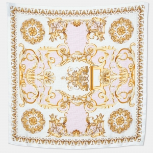 Fendi X Versace Fendace Ivory FF Baroque Print Silk Scarf