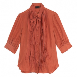 Pre Owned Fendi Silk Orange Shirt S