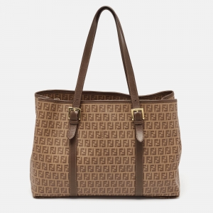 Fendi Brown Zucchino Coated Canvas Shopper Tote