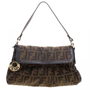 Pre Owned Fendi Tobacco Zucca Canvas Small Chef Shoulder Bag