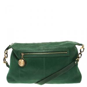 Pre Owned Fendi Green Iridescent Leather Forever Crossbody Bag