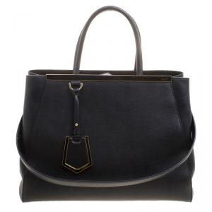 Pre Owned Fendi Black Saffiano Leather 2Jours Tote