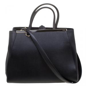 Pre Owned Fendi Black Saffiano Leather 2Jours Tote