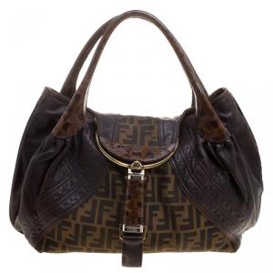 مملوكة مسبقًا Fendi Tobacco Zucca Canvas and Leather Spy Bag