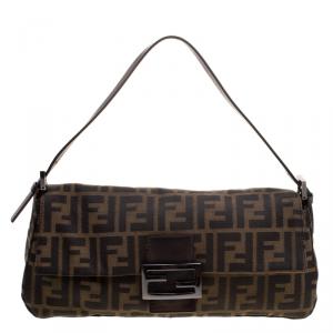 Pre Owned Fendi Tobacco Zucca Canvas Mama Baguette Bag