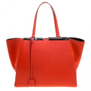 Pre Owned Fendi Orange Leather Large 3Jours Tote