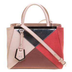 Pre Owned Fendi Multicolor Leather Small Geometric 2jours Tote