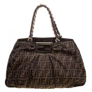 Pre Owned Fendi Tobacco Zucca Canvas Large Mia Tote