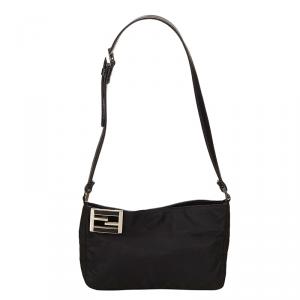 Pre Owned Fendi Black Nylon Shoulder Bag