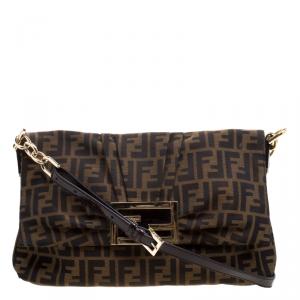 Pre Owned Fendi Tobacco Zucca Canvas Mia Crossbody Bag