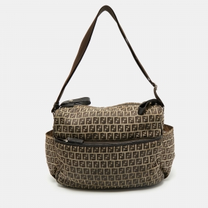 Fendi Brown Zucchino Canvas Changing  Shoulder Bag