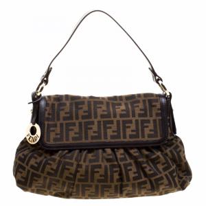 Pre Owned Fendi Tobacco Zucca Canvas Chef Shoulder Bag