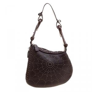 Pre Owned Fendi Brown Selleria Leather Oyster Hobo