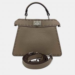 Pre Owned Fendi Brown Leather Selleria Peekaboo I SEE U Petite