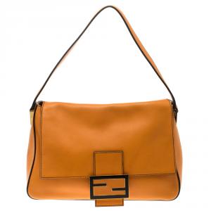 Pre Owned Fendi Orange Leather Mama Forever Shoulder Bag