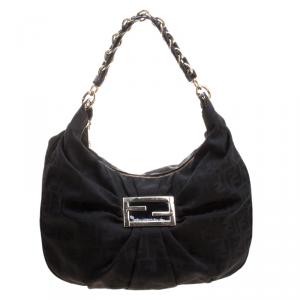 مملوكة مسبقًا Fendi Black Zucca Canvas Mia Hobo