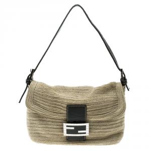 Fendi Beige Rope Baguette Shoulder Bag